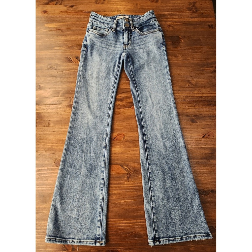 BKE Stella Y2K Western Bootcut Flare Jeans Low Rise 23 x 32 Light Wash Faded